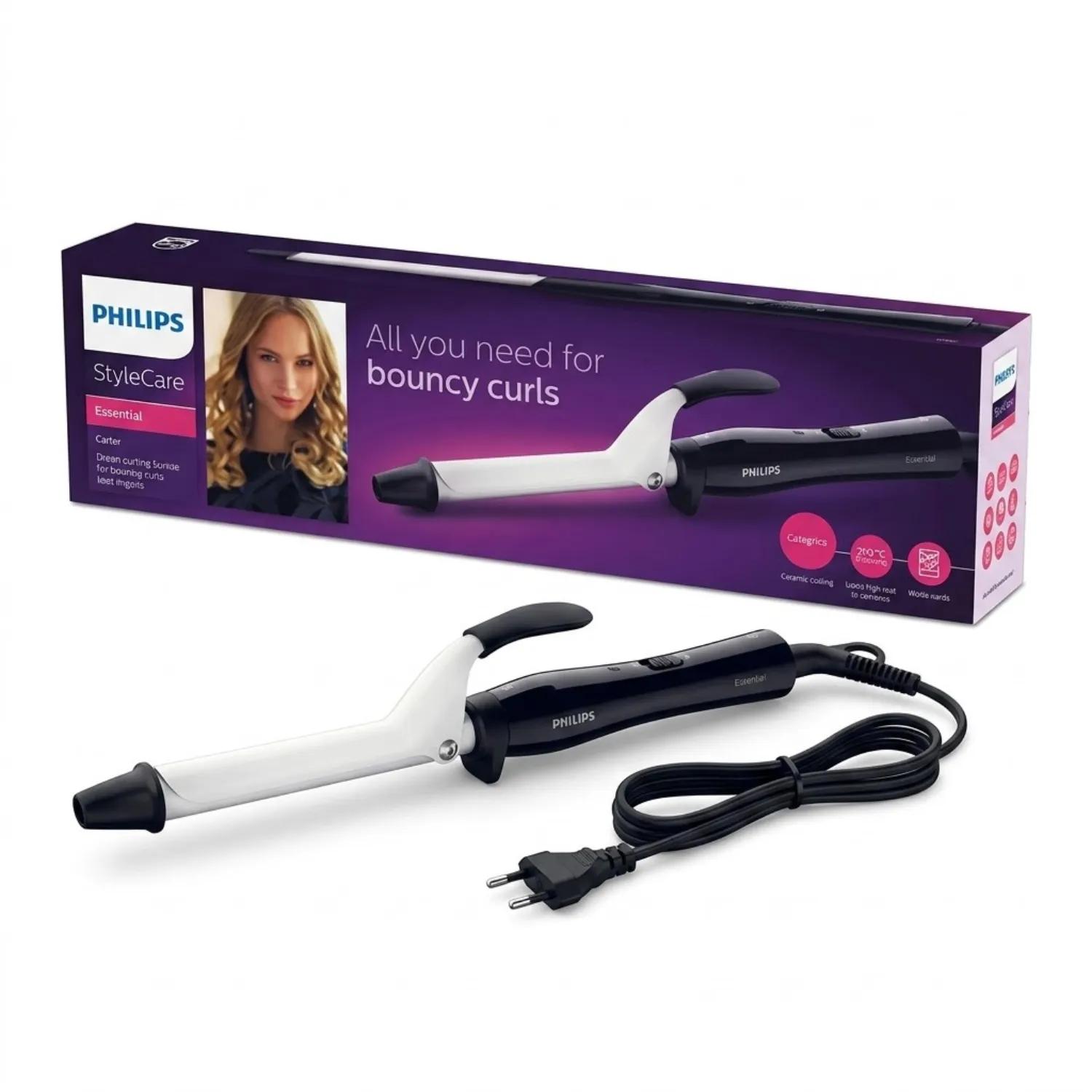مكواة تجعيد الشعر من فيليبس (Philips StyleCare Essential Curler) موديل BHB862