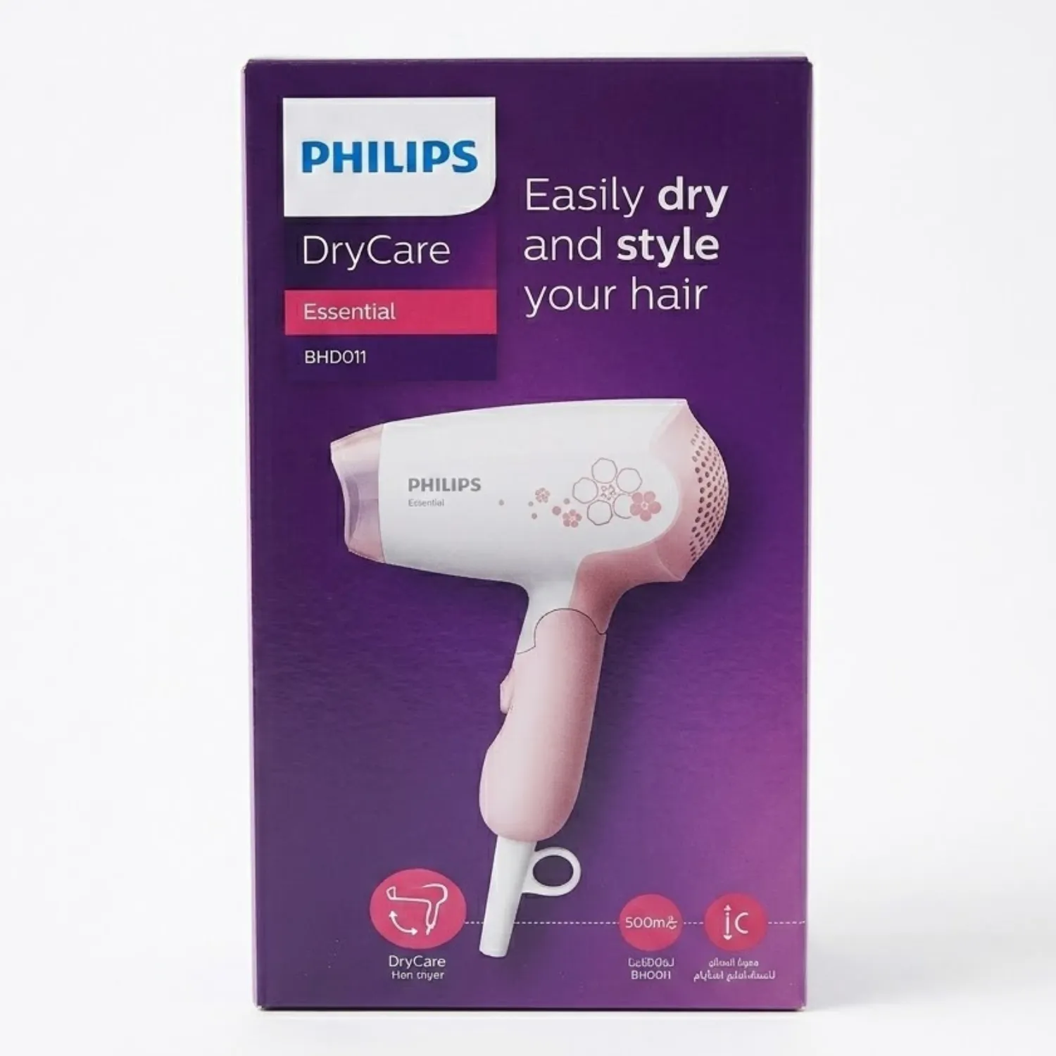 مجفف الشعر من فيليبس (Philips DryCare Essential) موديل BHD011 وقوة 1000 واط
