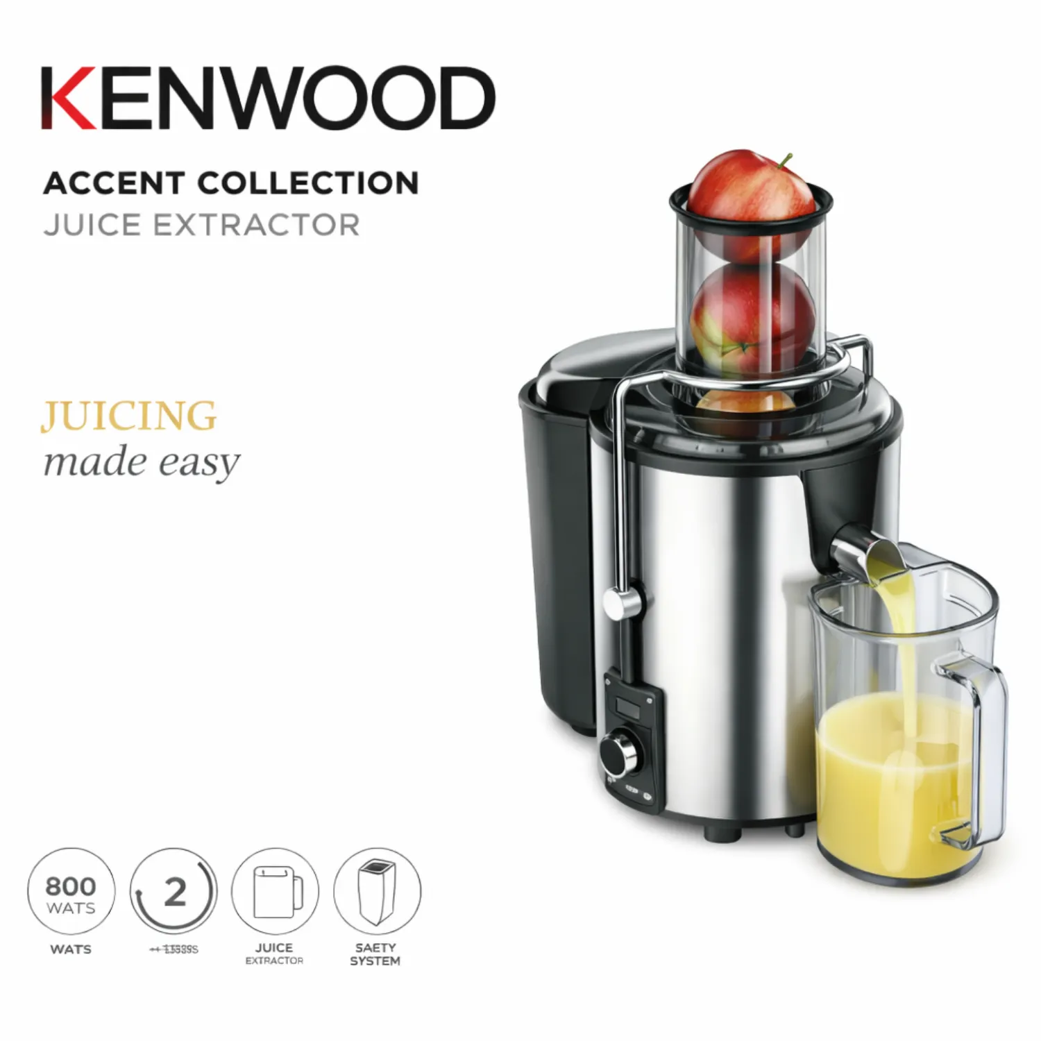 عصارة فواكه كينوود (Kenwood Juice Extractor) موديل JEM02.A0SS وقوة 800 واط