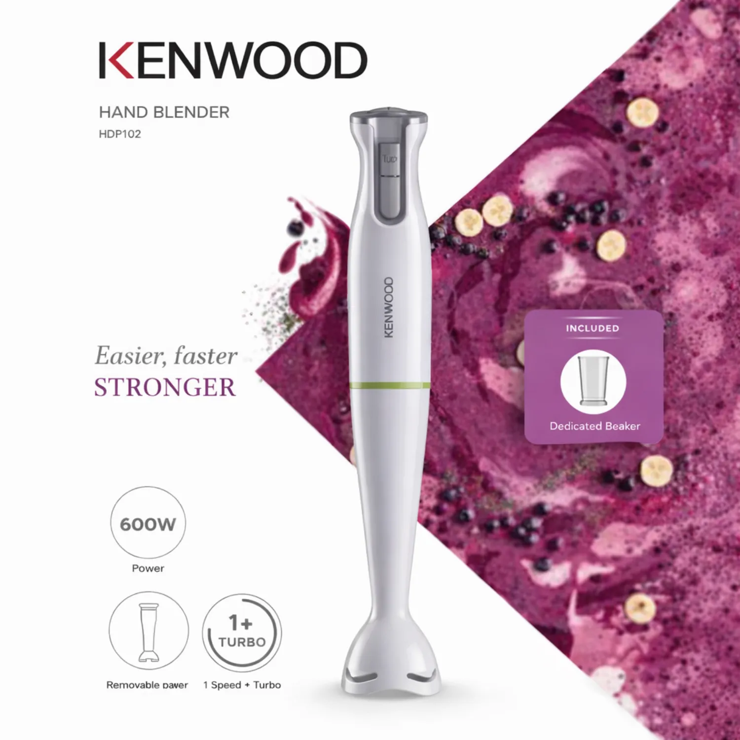 خلاط كينوود اليدوي (Kenwood Hand Blender) موديل HDP102 وقوة 600 واط