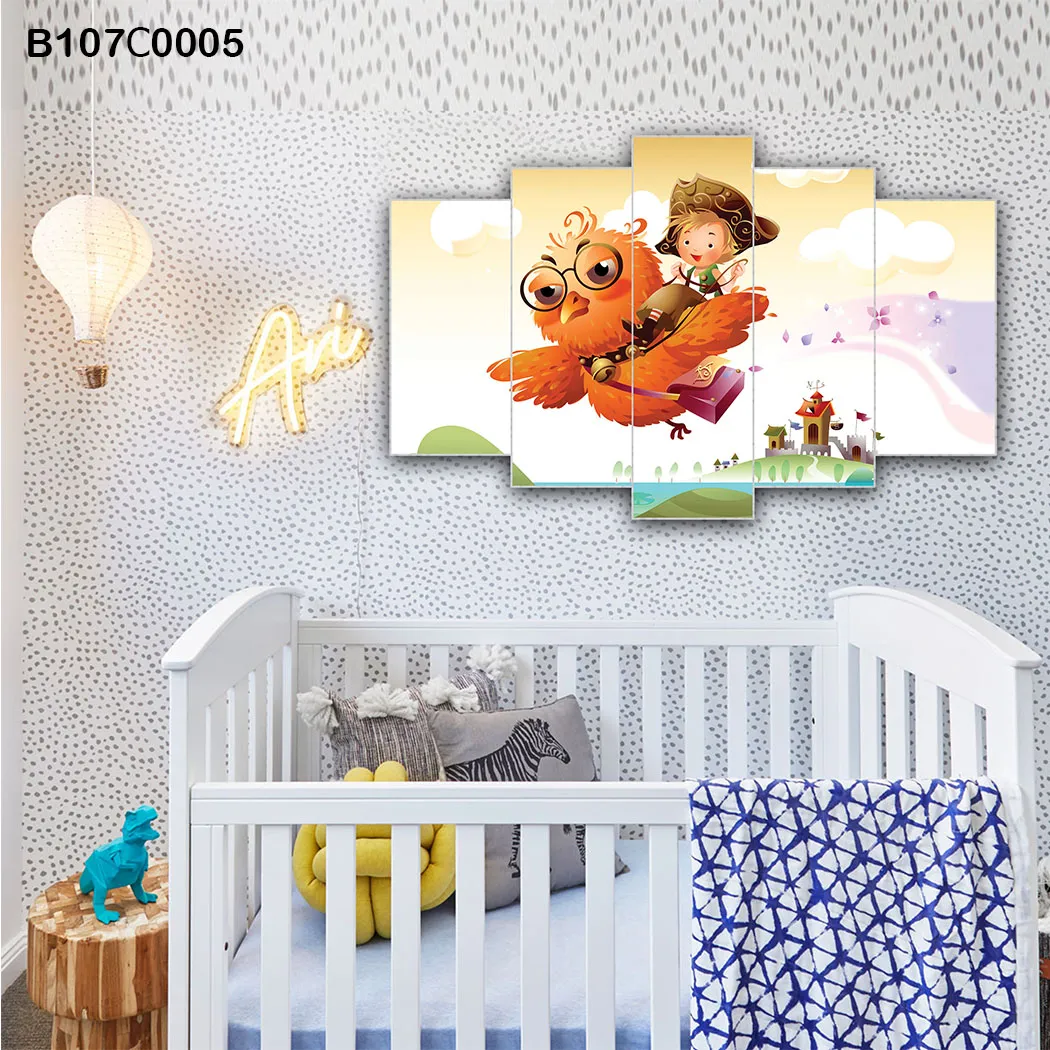 تابلوه خماسي لغرفة الأطفال عالم المغامرات والمرح