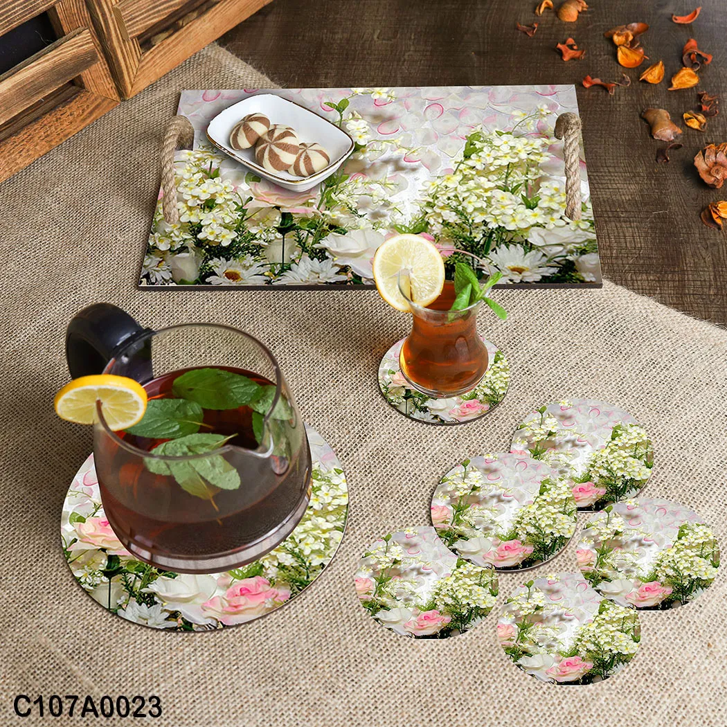 صينية مطبوعة باقة الزهور الربيعية