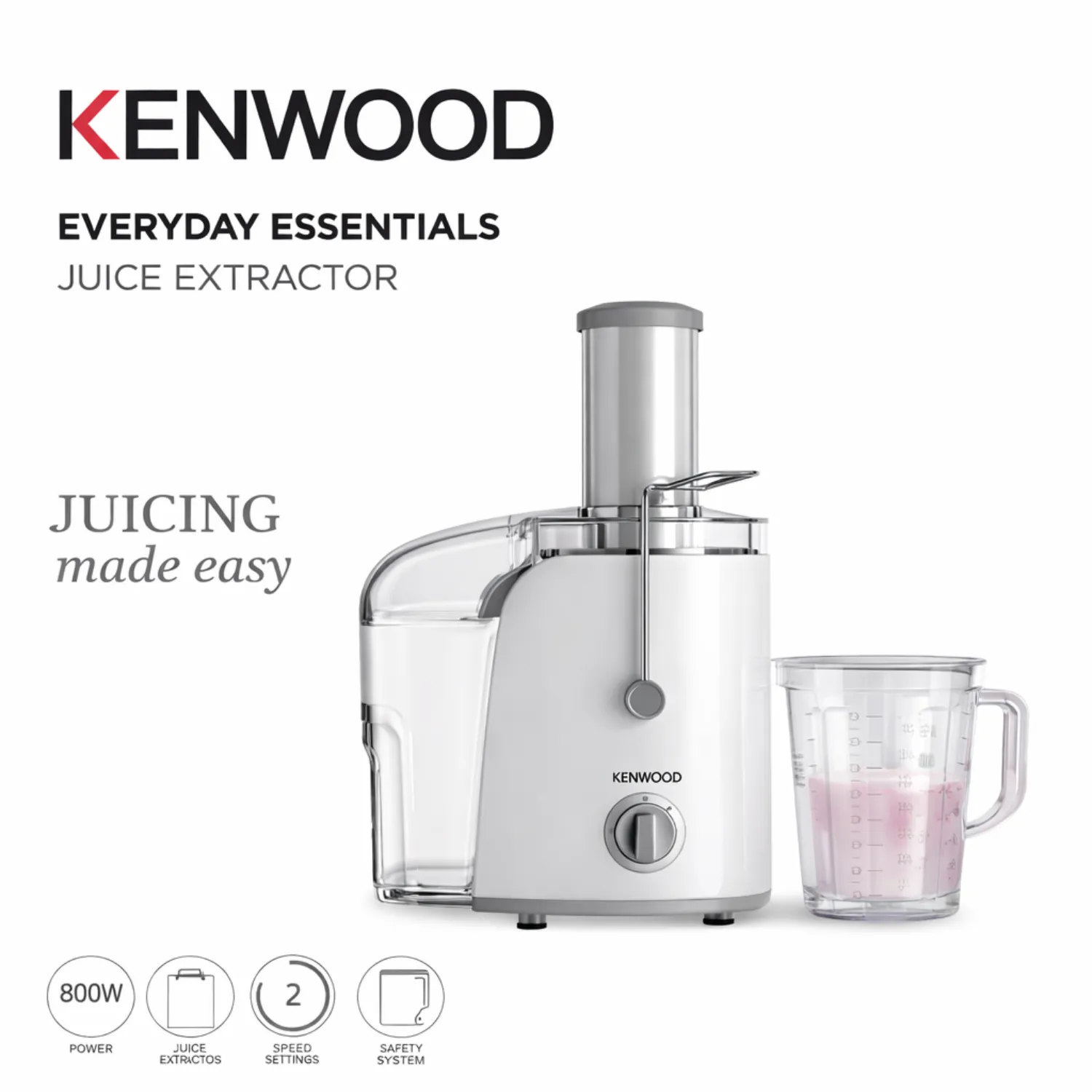 عصارة فواكه كينوود (Kenwood Juice Extractor) موديل JEP02.A0WH وقوة 800 واط