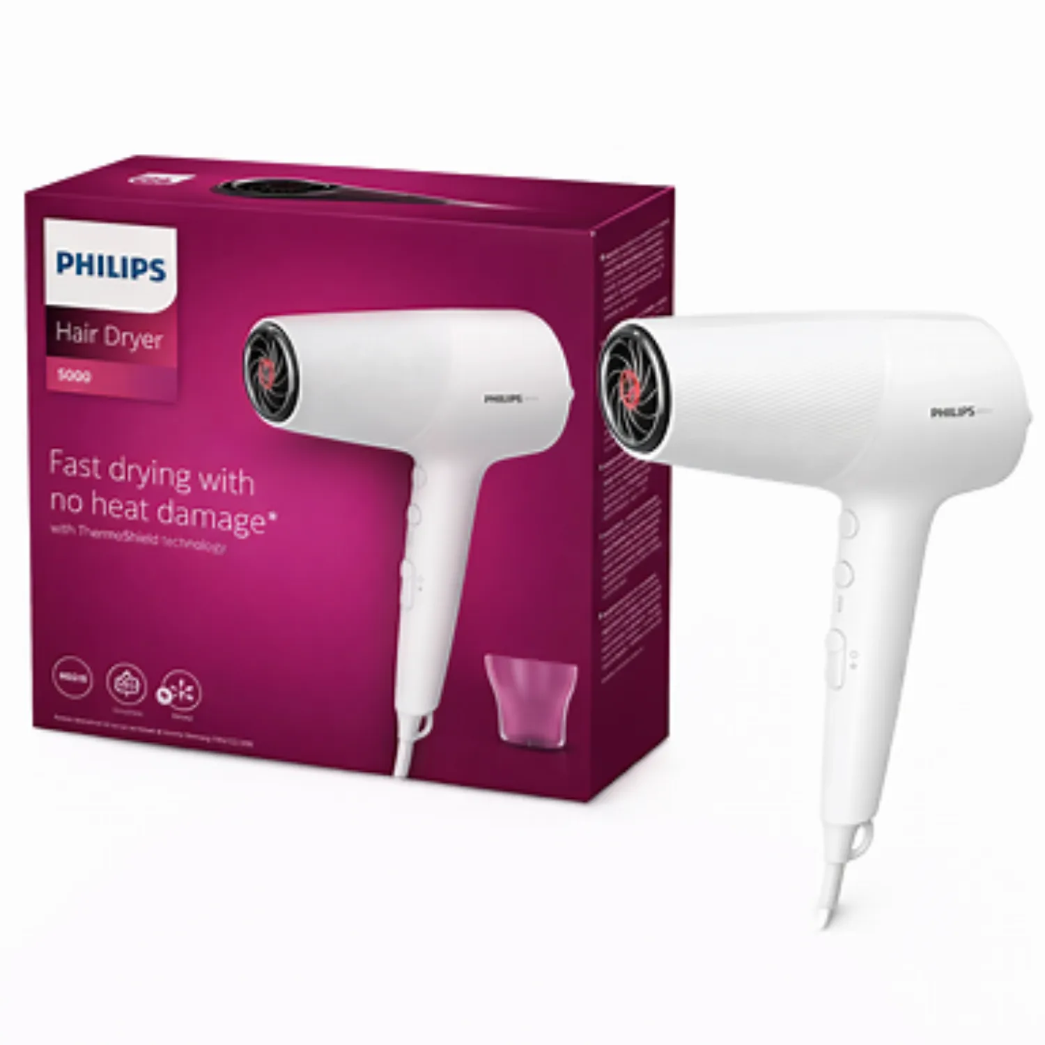 مجفف شعر فيليبس (Philips Hair Dryer) موديل BHD500 وقوة 2100 واط