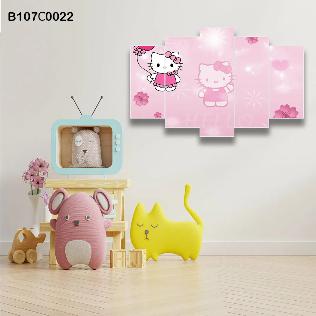 لوحة جدارية خماسية للأطفال هيلو كيتي اللطيفة