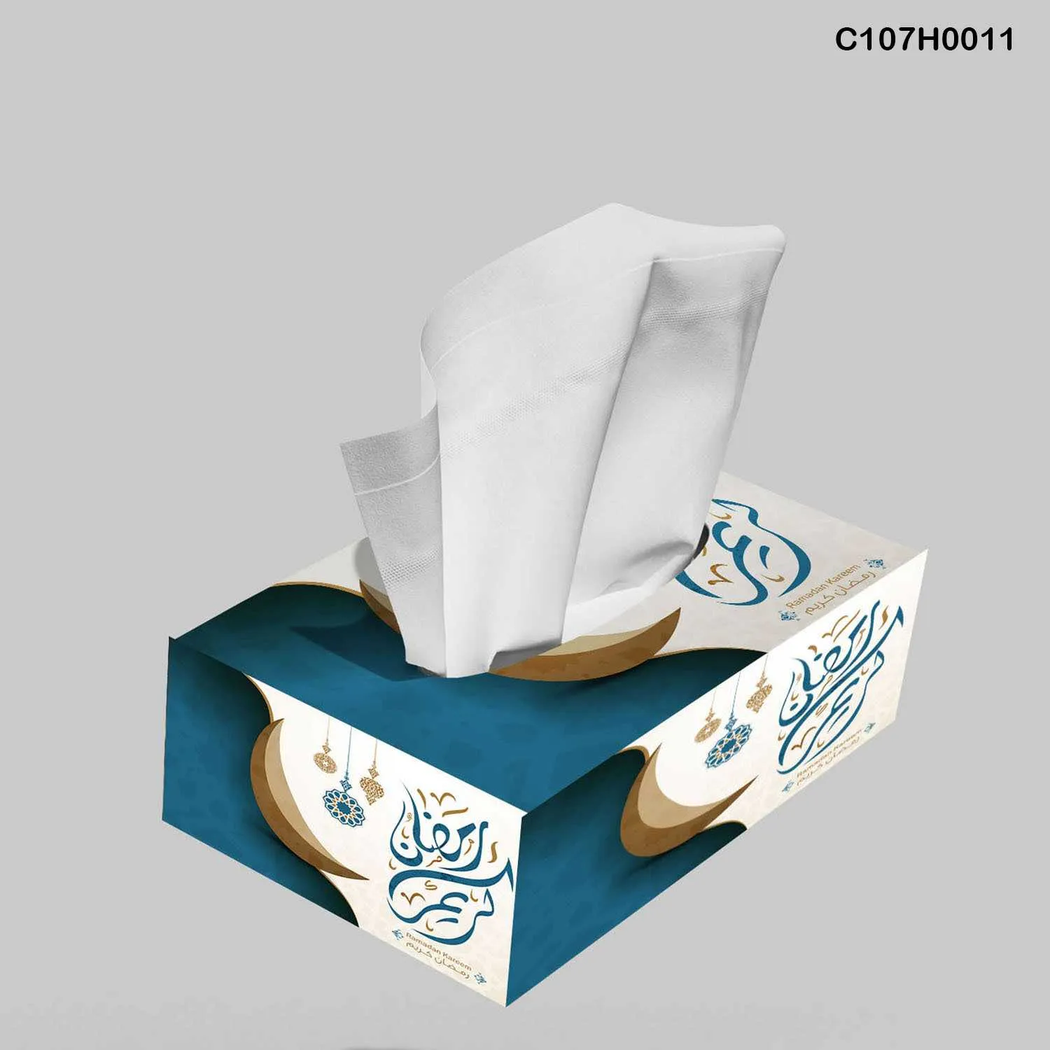 علبة محارم طباعة ديجيتال زخرفة رمضانية أنيقة