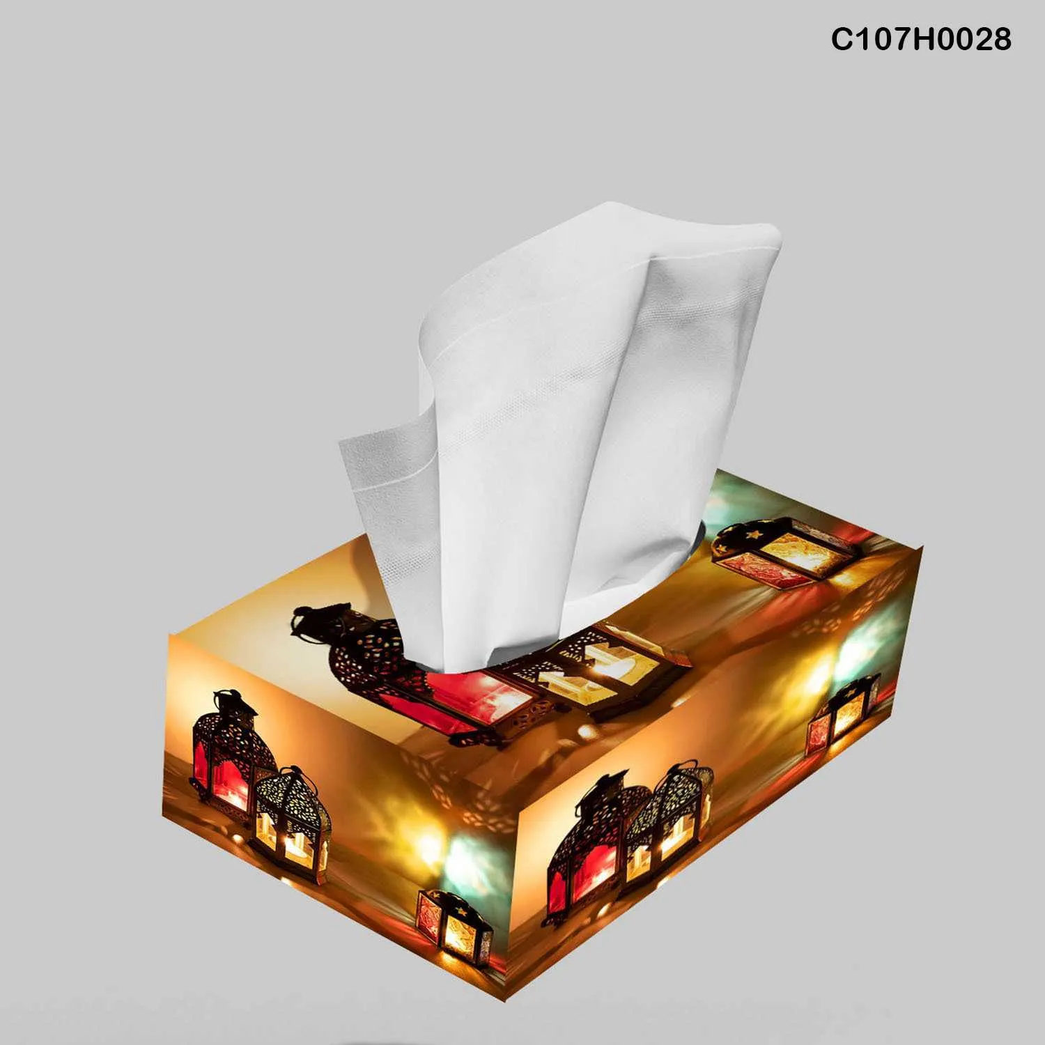 علبة محارم طباعة ديجيتال أجواء رمضانية دافئة