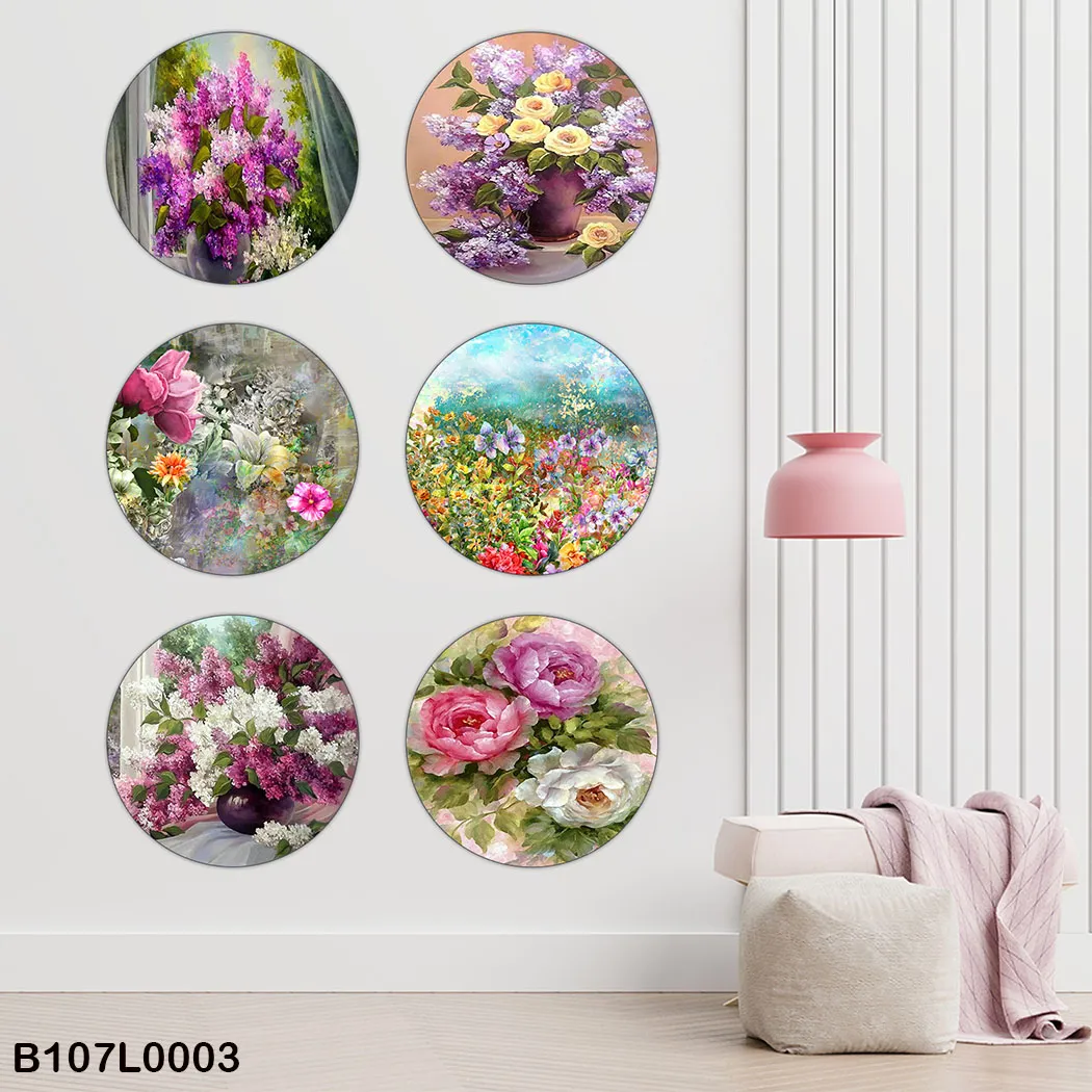 لوحة جدارية ست دوائر لوحات ورود كلاسيكية