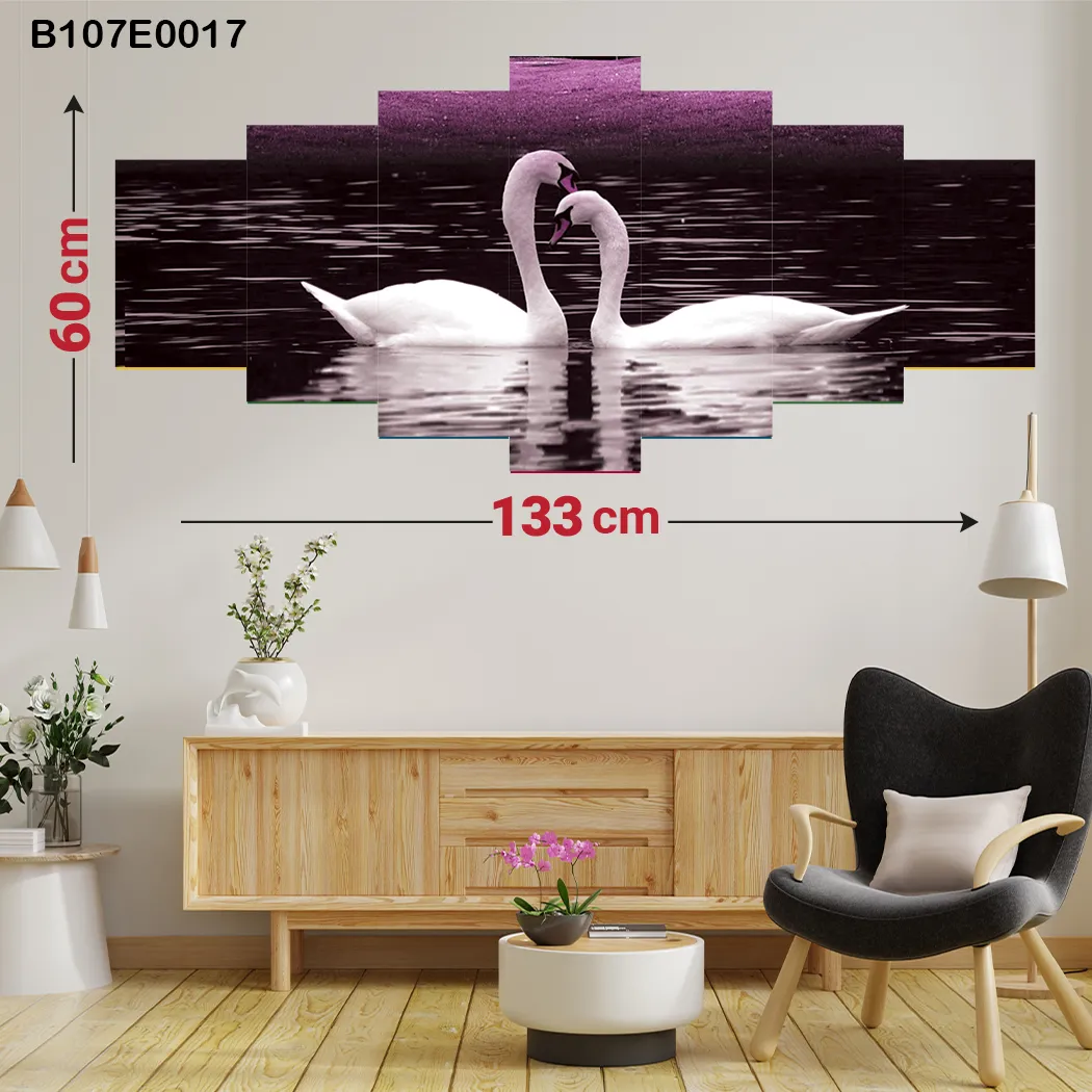 لوحة سباعية لبجعات في البحيرة