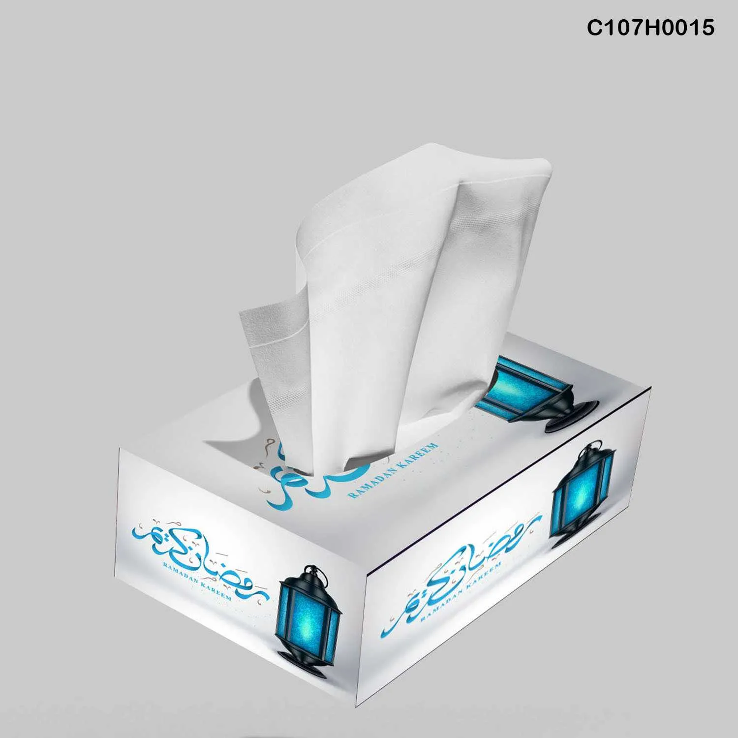 علبة محارم طباعة ديجيتال فوانيس رمضان تركواز