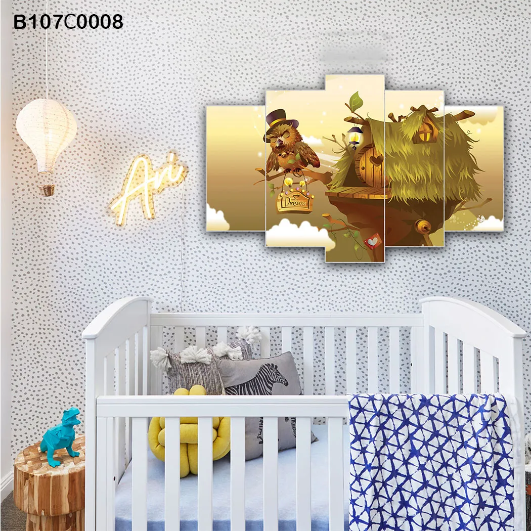 لوحة حائط خماسية  تصميم كرتوني دافئ وهادئ