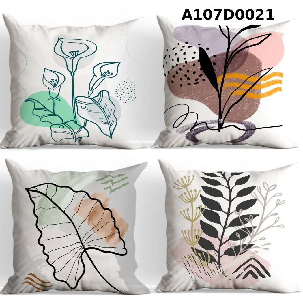 طقم أوجه مخدات مطبوع رسومات نباتية عصرية