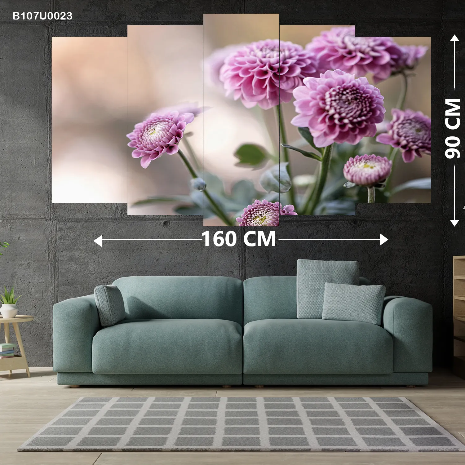 لوحة جدارية زهور وردية ناعمة