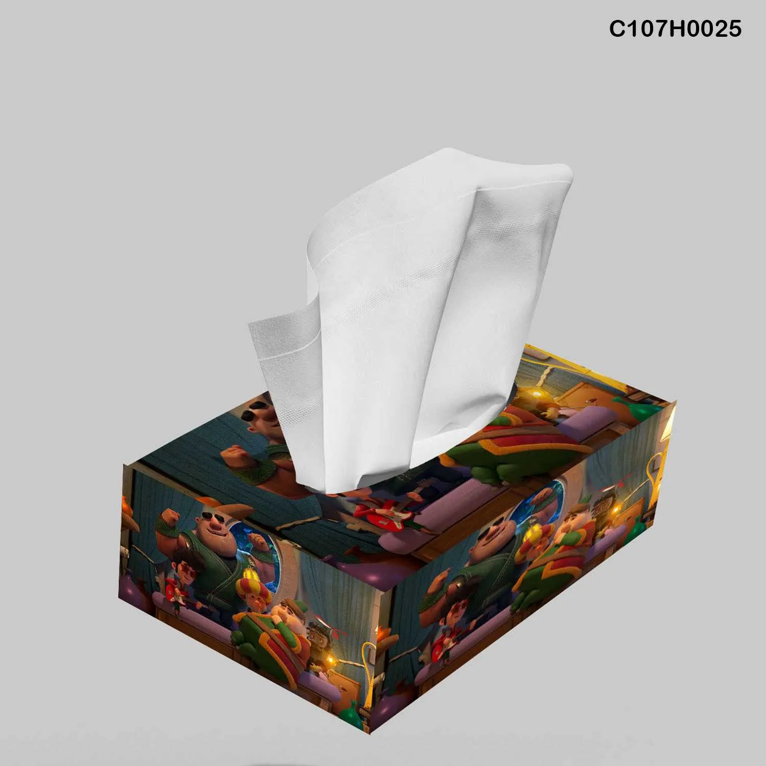 علبة محارم طباعة ديجيتال شخصيات رمضانية كرتونية