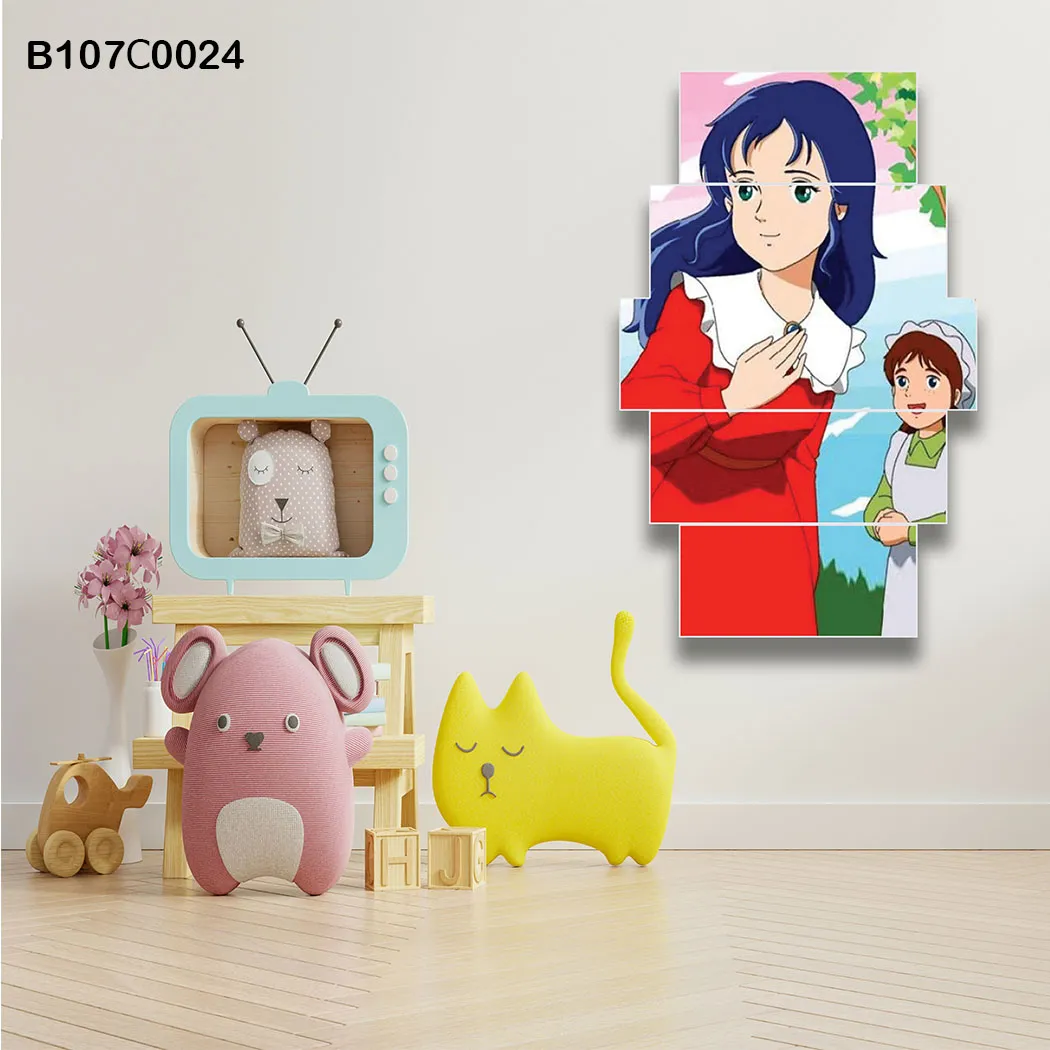 لوحة جدارية عمودية للأطفال شخصية أنمي لطيفة