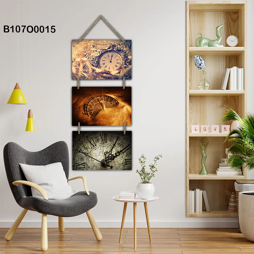 لوحة جدارية تعليق ثلاثية بتصميم ساعات الزمن الكلاسيكية