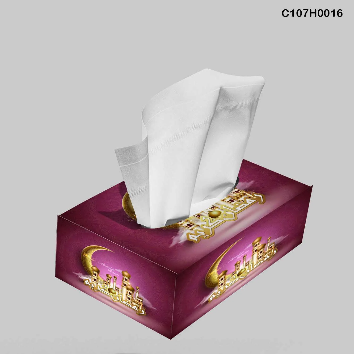 علبة محارم طباعة ديجيتال نقوش رمضان فاخرة