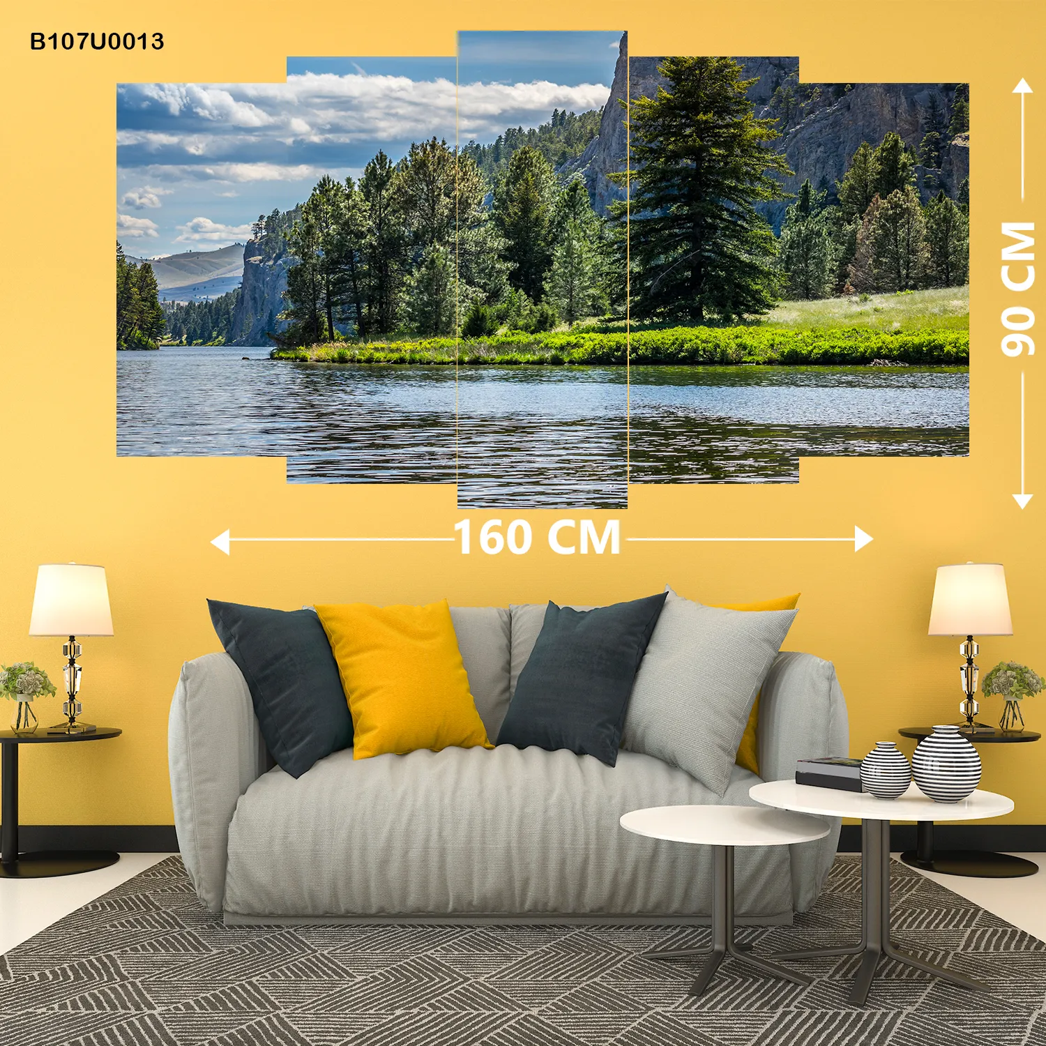 لوحة جدارية  نهر بين الجبال